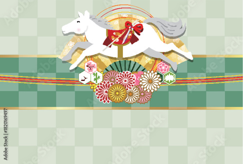 午　年賀状　干支　背景