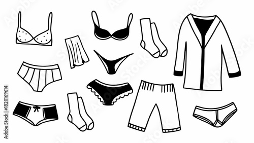 Assorted undergarment items vector illustration set scalable graphics for fashion design