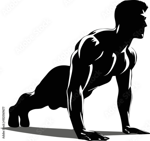 Push-Up Silhouette Man – Minimalist Fitness Vector