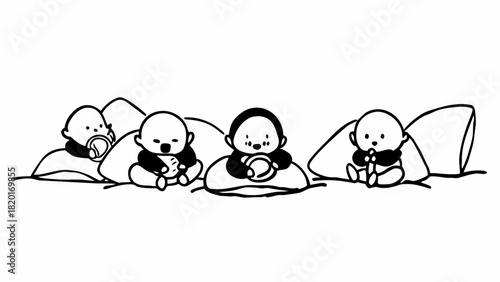 Cute baby doodle collection vector illustration scalable eps icon set