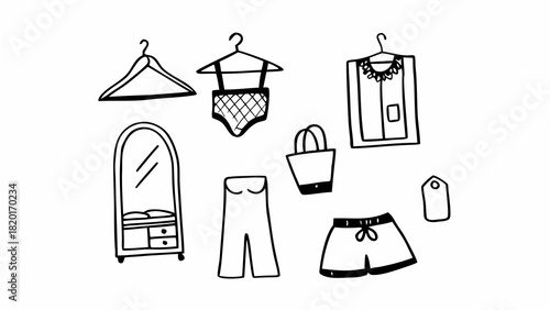 Doodle set of 10 fashion store items vector illustration scalable eps icon graphic