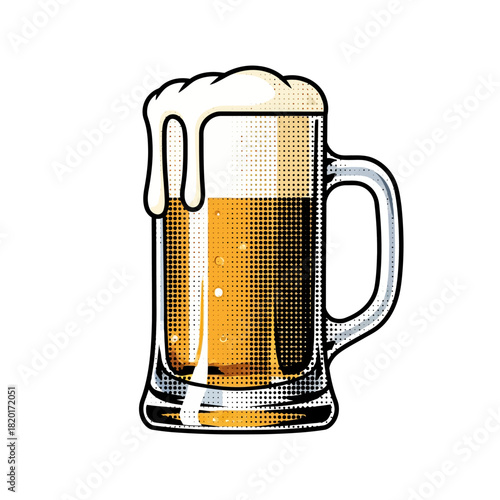 Flat Geometric Vector Halftone Beer Mug
