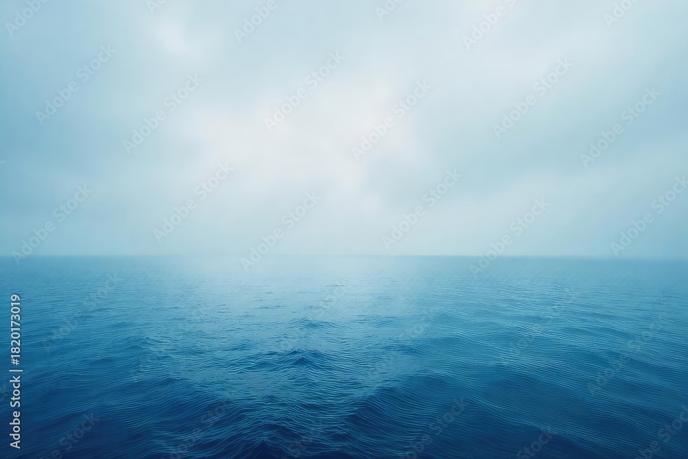 Obraz premium Vast, endless ocean meeting the hazy horizon, a tranquil scene of blue and grey under a calm sky Perfect for travel, nature, and serenity themes , marine, day