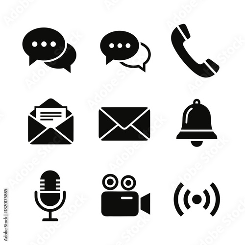 Communication Icons for Chat, Message, and Call