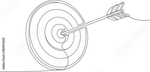 Hand drawn illustration of a target with an arrow hitting the bullseye, representing success and accurate business aiming