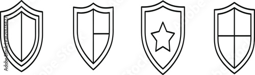 A classic medieval shield and sword design is an iconic heraldic emblem of protection and security
