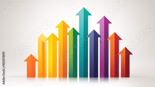 A colorful array of arrows pointing upwards against a white background, with a gradient of colors from red to blue, and a shadow effect on the arrows. Free Download A colorful array of arrows pointing upwards against a white background, with a gradient of colors from red to blue, and a shadow effect on the arrows. - GFXLoad