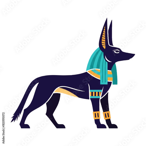 Powerful ancient Egyptian deity with a jackal head, representing a guardian figure from mythology and culture
