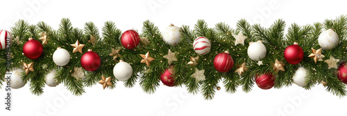 Festive garland with ornaments & golden stars