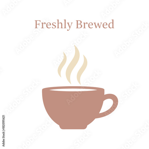 Freshly Brewed Coffee Cup – Flat Aesthetic Colored Café Vector