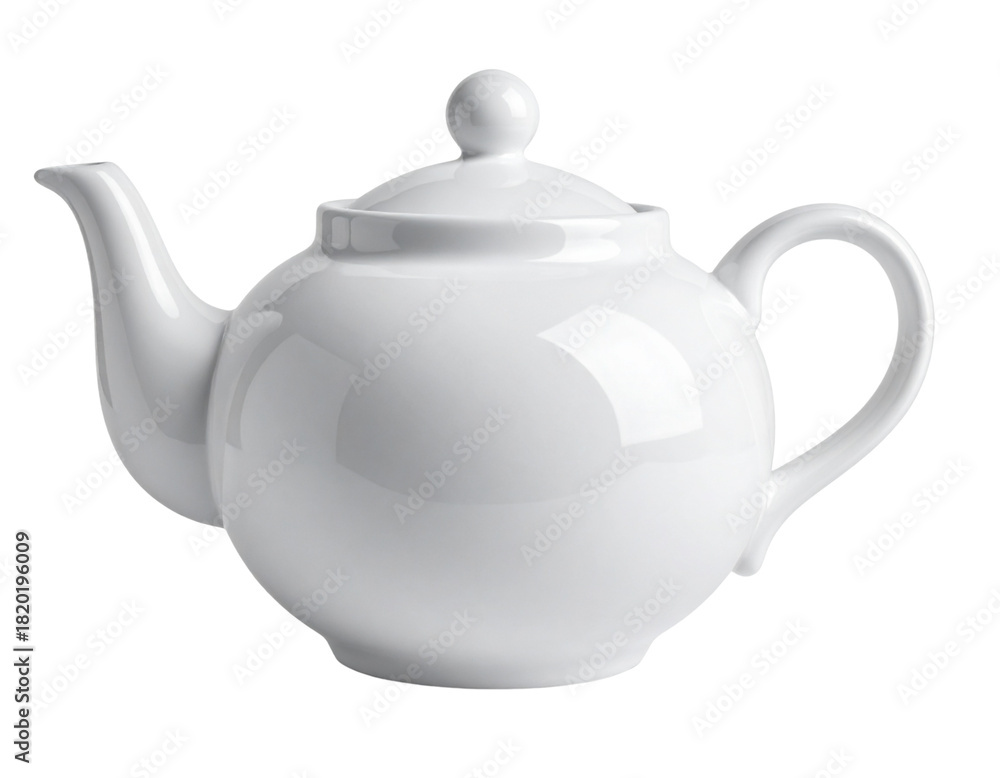 Obraz premium “Classic Ceramic Teapot Front View, Isolated on Transparent Background”