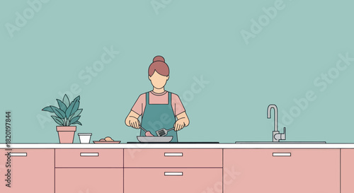 Person cooking in a kitchen