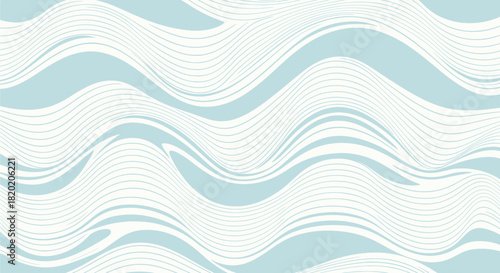 Seamless repeating wavy lines pattern with a light blue background for a modern and clean aesthetic.