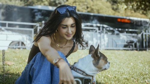 Woman and Dog Enjoying a Day in the Park