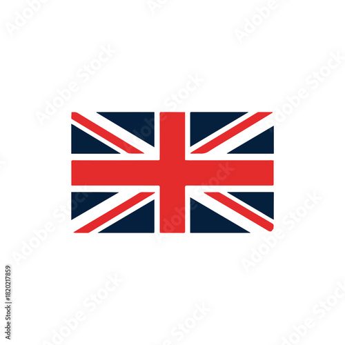 Bold British Flag Icon on White Background