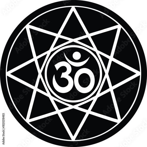 Golden om symbol icon in sacred geometry circle