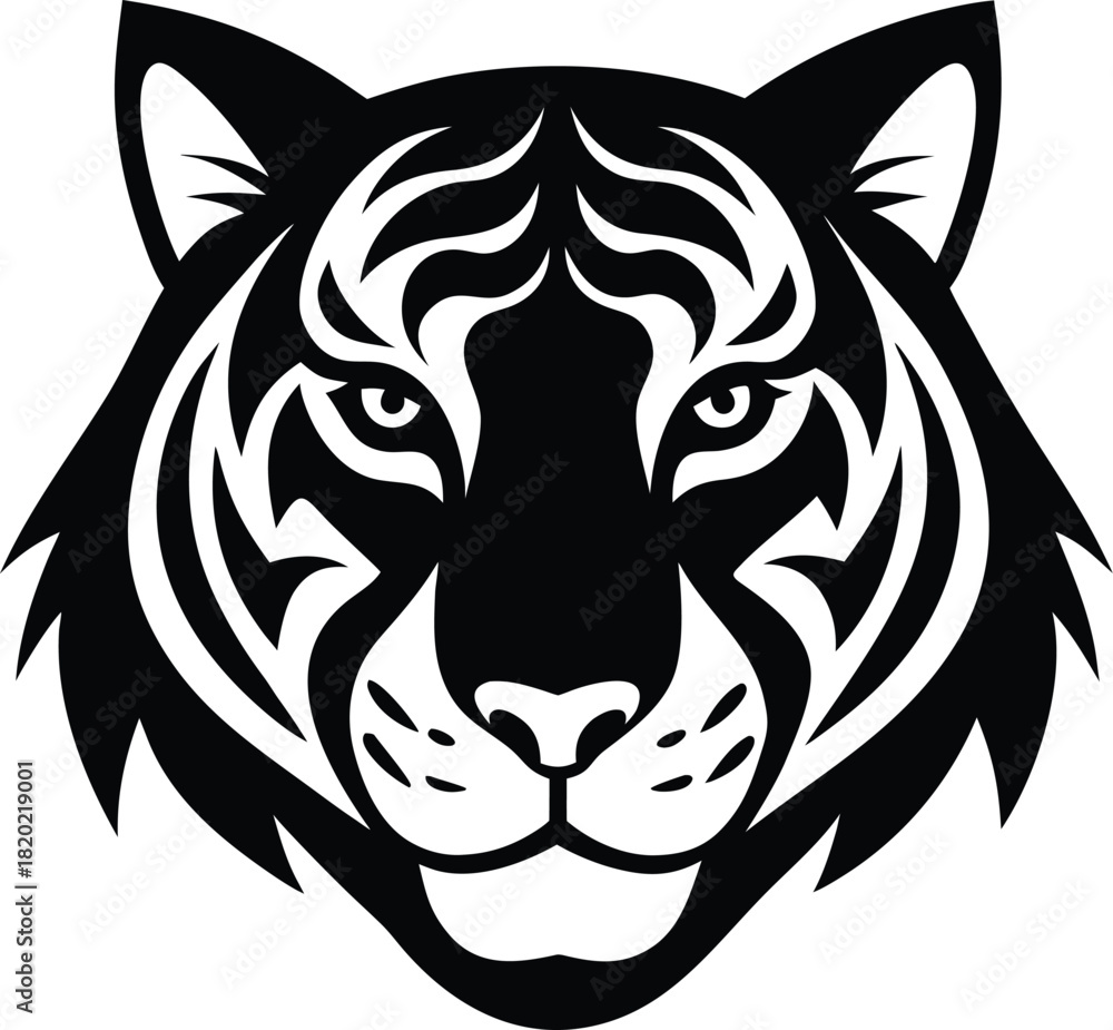Fototapeta premium Stylized tiger face emblem for logos and icons