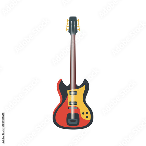 Flat Design Electric Guitar Illustration on White Background