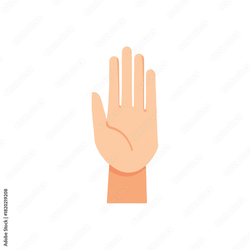 Fototapeta premium Flat Hand Palm Showing Stop Gesture on White Background