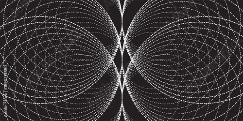 Dotted circular logo. circular concentric dots isolated on the white background. Halftone fabric design