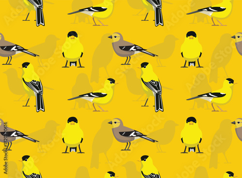 Bird American Goldfinch Seamless Pattern Background Wallpaper