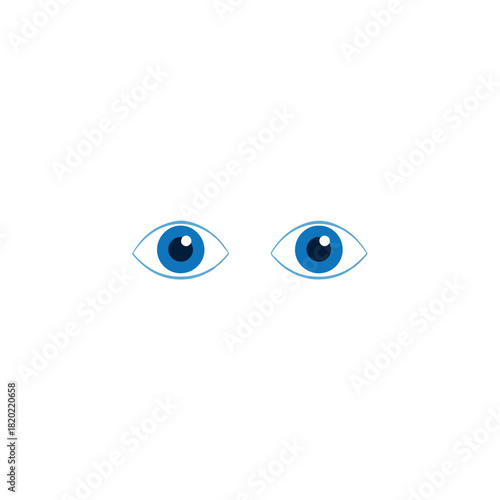 Minimalist Blue Eyes on White Background, Clean Design