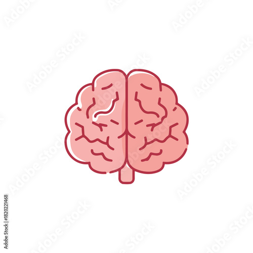 Pink Brain Illustration on White Background Medical Symbol