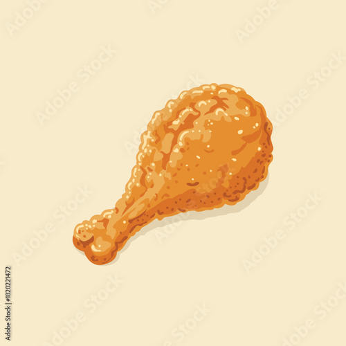 Fried chicken drumstick crispy food flat vector illustration