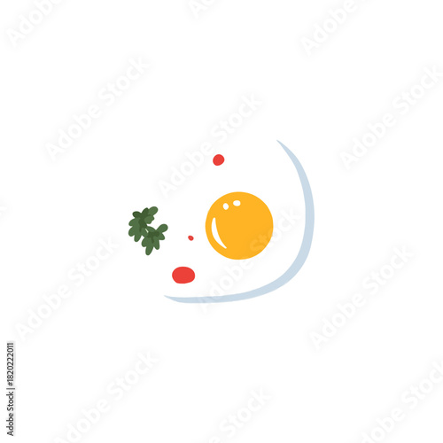 Simple Fried Egg with Parsley, Minimalist Breakfast Concept