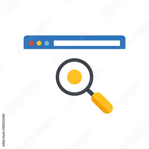 Web Search Icon Magnifying Glass and Browser Window
