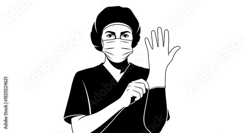 Dedicated medical professional putting on gloves for patient care today