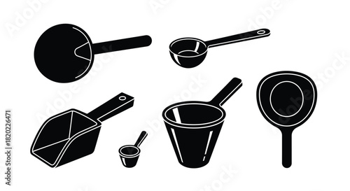 Professional measuring spoons and scoops for baking and cooking needs