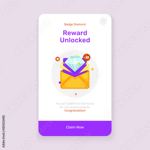 Diamond Reward Notification on UI Onboarding Screen Template