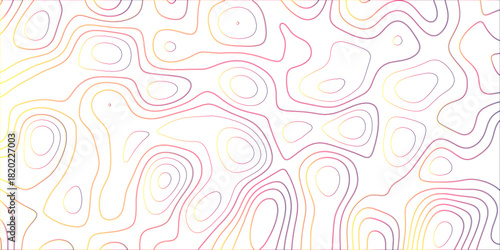 Topographic canyon geometric map relief texture with curved layers and shadow .Abstract geometric topographic contour map background. Panorama view gradient multicolor wave curve