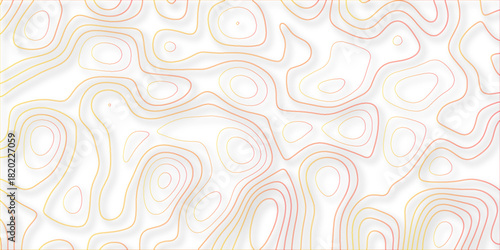 Topographic canyon geometric map relief texture with curved layers and shadow .Abstract geometric topographic contour map background. Panorama view gradient multicolor wave curve