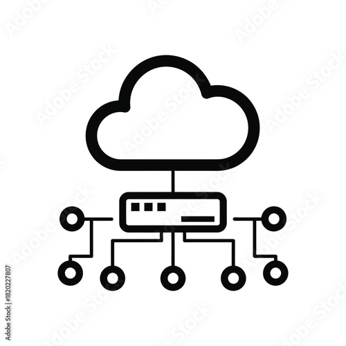 Cloud computing network connection with server and connected devices
