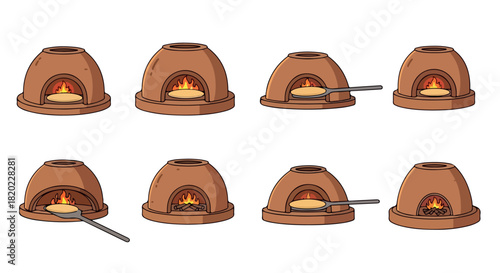 Wood fired oven cooking process sequence