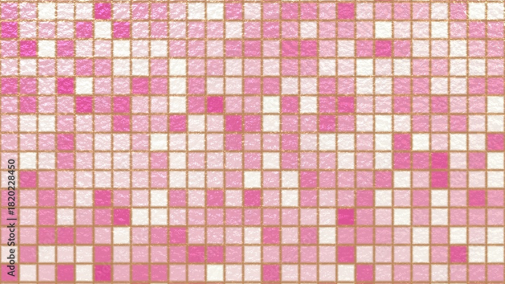 Fototapeta premium きらめくピンクグラデーションのモザイクタイルパターン背景