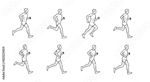 Running man sequence outline figures for sports