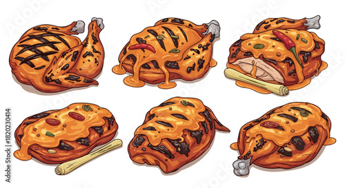 Korean fried chicken variations with side dish