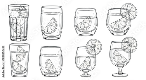 Drinks in glasses with lemon slices
