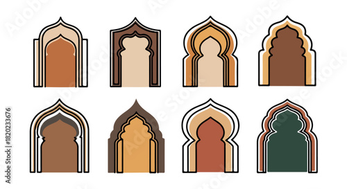 Arabic archway set with transparent background