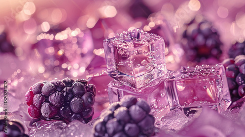 Blackberry and ice cubes
