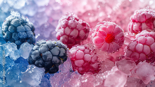 Blackberry and ice cubes