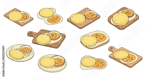 Indian flatbreads with onions on wooden boards