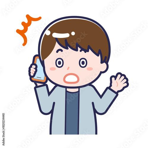 スマートフォンを使う「私服の大人」の男性