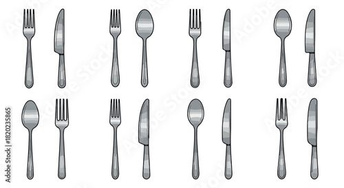 Cutlery set with transparent background