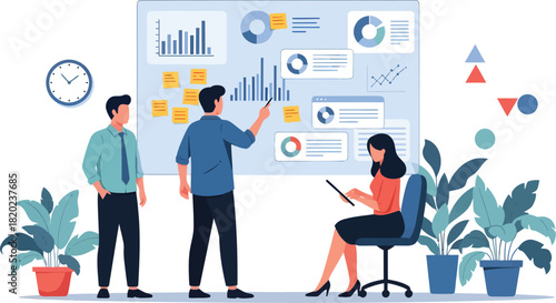 Team Analyzing Business Data for Strategic Planning