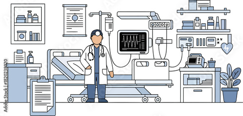 Healthcare professional in modern intensive care unit