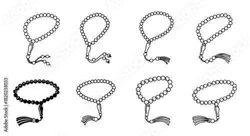 Rosaries collection in outline style